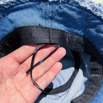 Washed Frayed Denim Bucket Hat