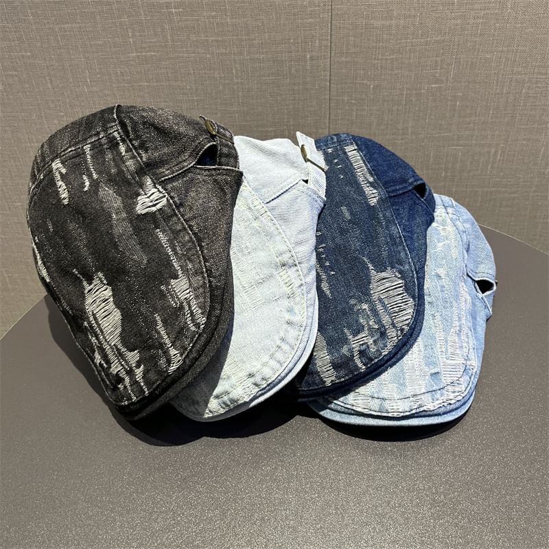 Washed Distressed Flat Cap