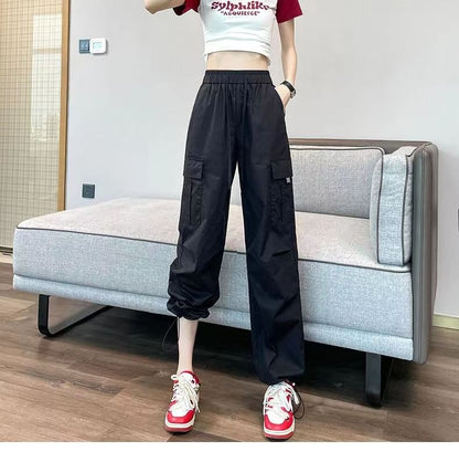 High Waist Pocket Loose-Fit Wide-Leg Cargo Pants
