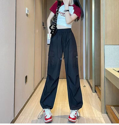 High Waist Pocket Loose-Fit Wide-Leg Cargo Pants