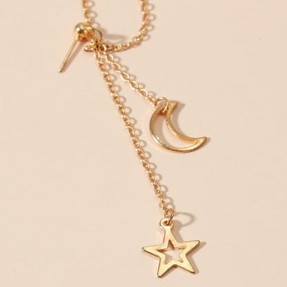 Moon & Star Pendant Alloy Ear Cuff