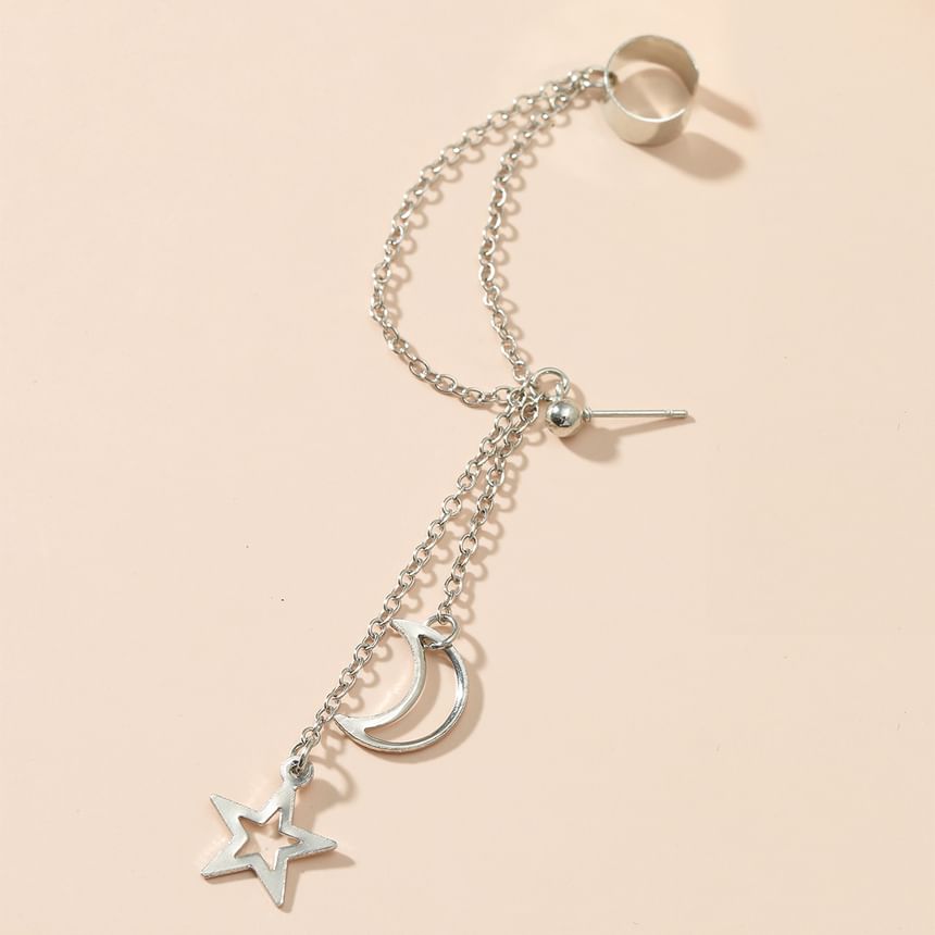 Moon & Star Pendant Alloy Ear Cuff