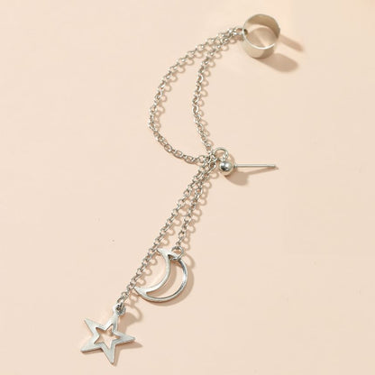 Moon & Star Pendant Alloy Ear Cuff
