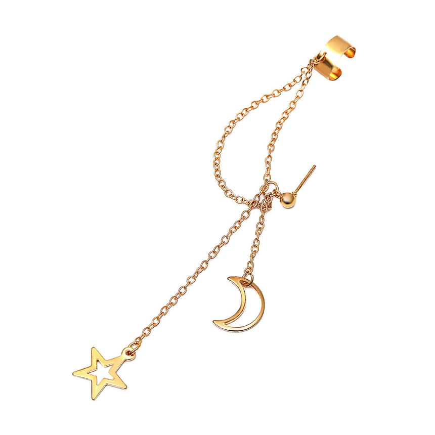 Moon & Star Pendant Alloy Ear Cuff