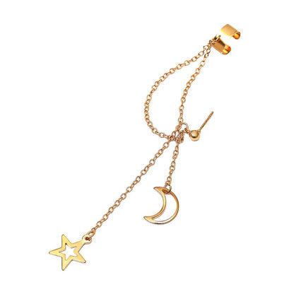 Moon & Star Pendant Alloy Ear Cuff
