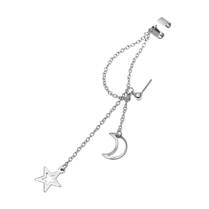 Moon & Star Pendant Alloy Ear Cuff