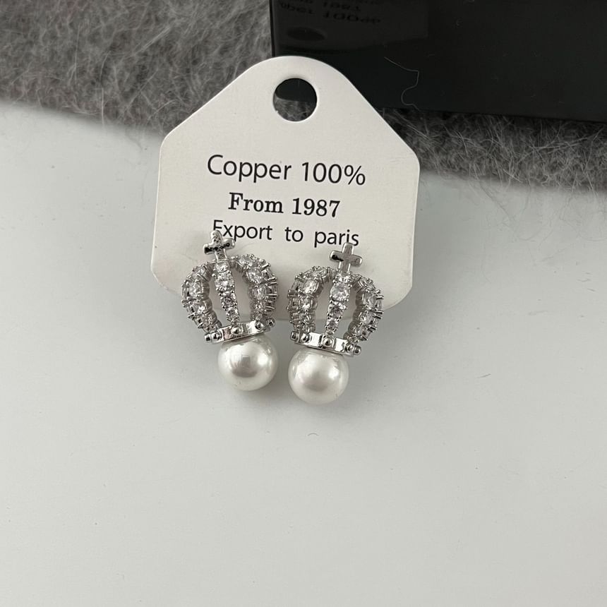 Rhinestone Crown Stud Earring