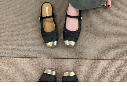 Square Toe Textile Mules