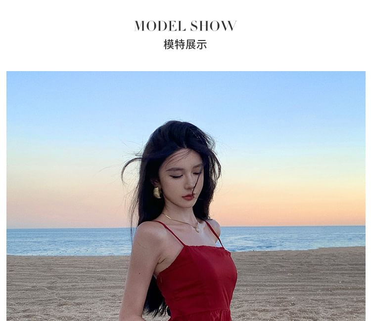 Spaghetti Strap Asymmetrical Sheer A-Line Dress