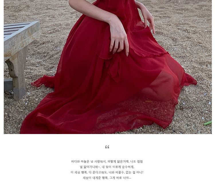 Spaghetti Strap Asymmetrical Sheer A-Line Dress