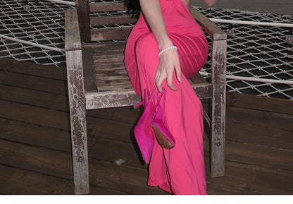 Halter Neck Cutout Plain Midi Bodycon Dress