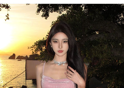 Spaghetti Strap Plain Maxi Mermaid Dress