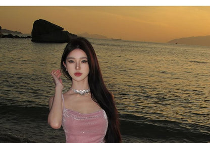 Spaghetti Strap Plain Maxi Mermaid Dress