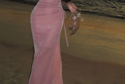 Spaghetti Strap Plain Maxi Mermaid Dress