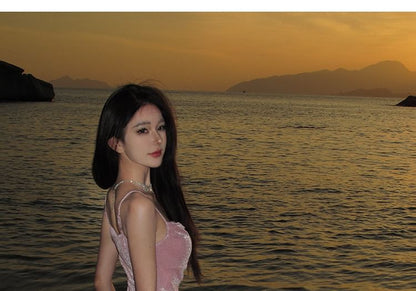 Spaghetti Strap Plain Maxi Mermaid Dress