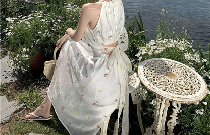 Sleeveless Star Pattern Midi A-Line Dress