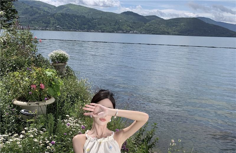 Sleeveless Star Pattern Midi A-Line Dress