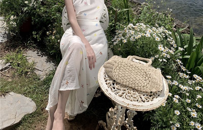 Sleeveless Star Pattern Midi A-Line Dress