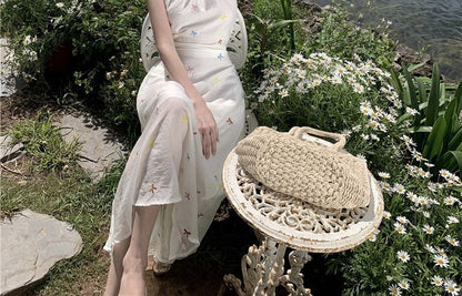 Sleeveless Star Pattern Midi A-Line Dress