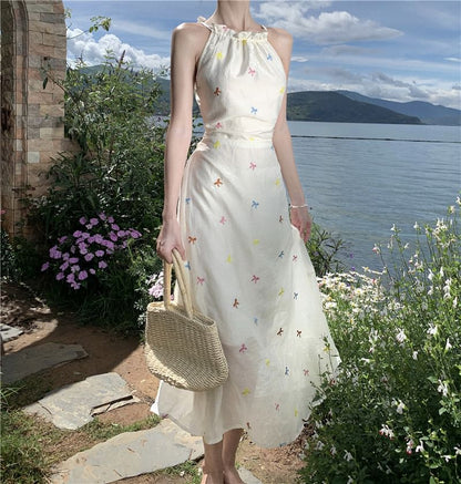 Sleeveless Star Pattern Midi A-Line Dress