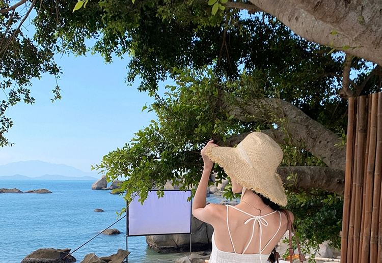 Sleeveless V-Neck Plain Maxi A-Line Dress