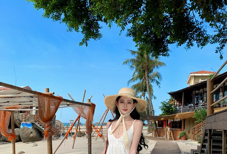 Sleeveless V-Neck Plain Maxi A-Line Dress