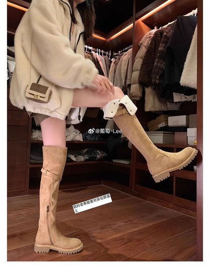 Over-the-Knee Boots Fleece-Lined