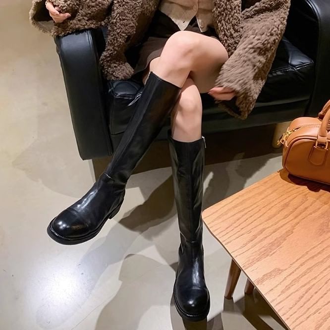 Faux Leather Boots Over-the-Knee