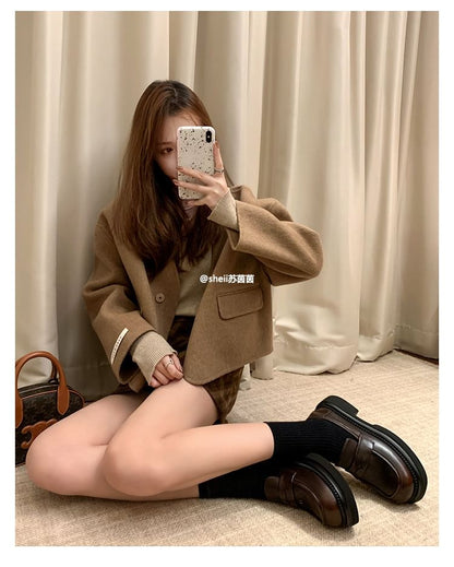 Chunky Loafers Faux Leather Platform Heel