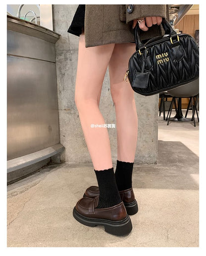 Chunky Loafers Faux Leather Platform Heel