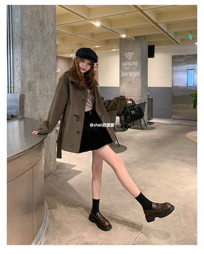 Chunky Loafers Faux Leather Platform Heel