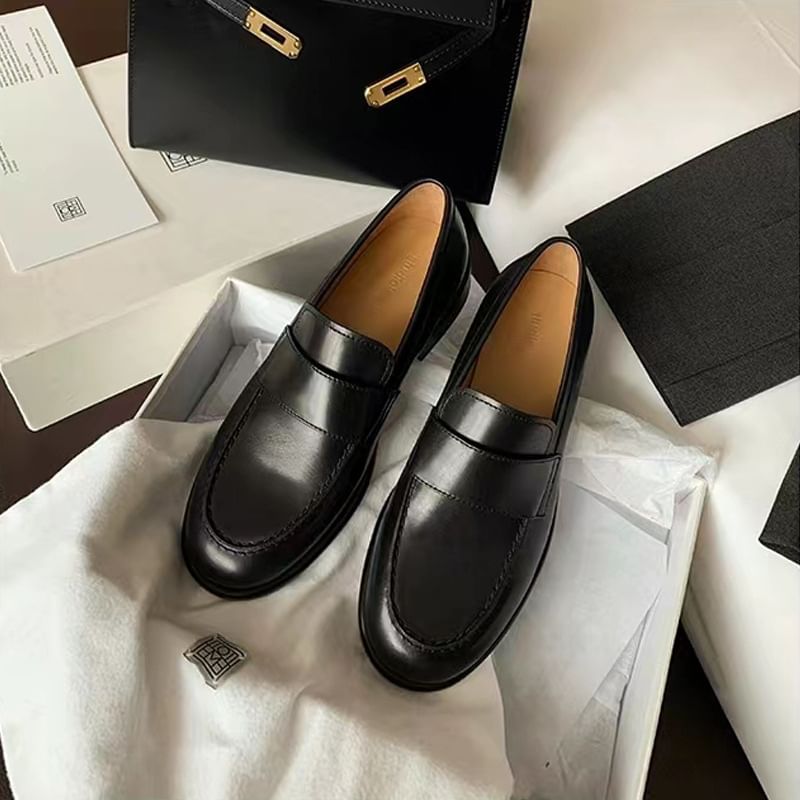 Leather Faux Loafers