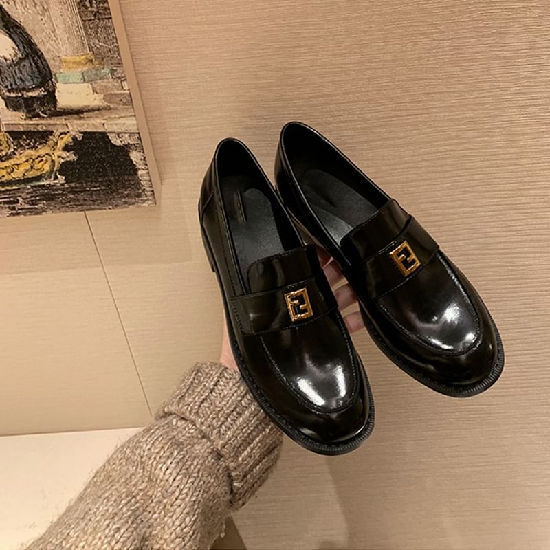 Faux Leather Loafers Buckled