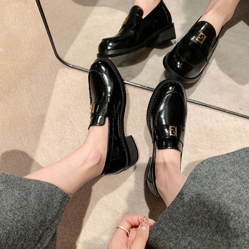 Faux Leather Loafers Buckled