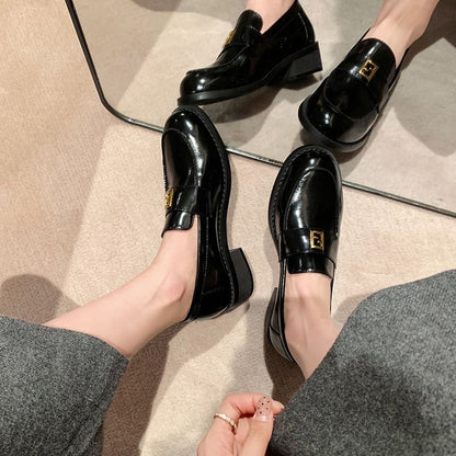 Faux Leather Loafers Buckled