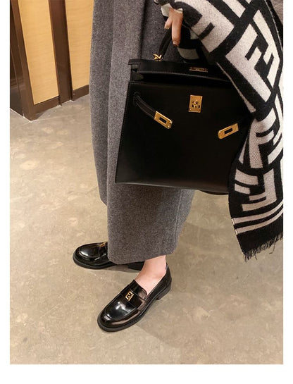 Faux Leather Loafers Buckled