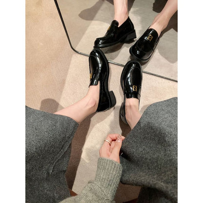 Faux Leather Loafers Buckled