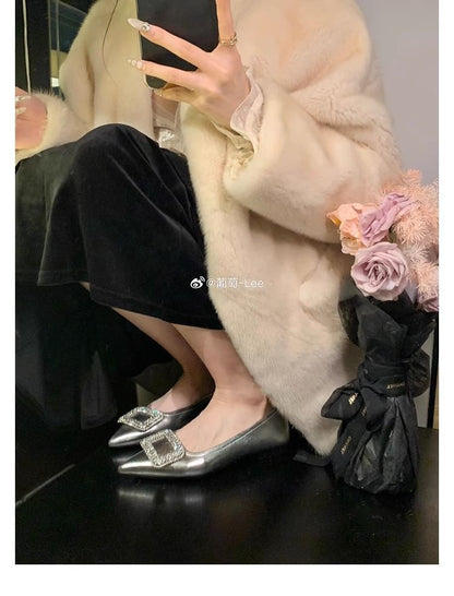 Rhinestone Pointy Buckled Flats