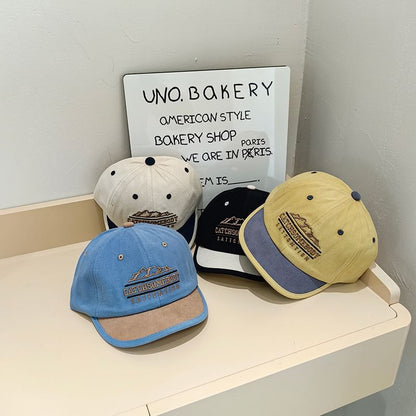 Embroidered Cap Color Panel Brim Short Lettering