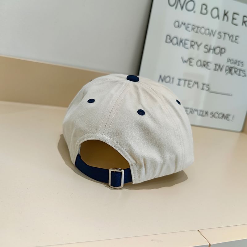 Embroidered Cap Color Panel Brim Short Lettering