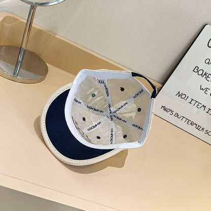 Embroidered Cap Color Panel Brim Short Lettering