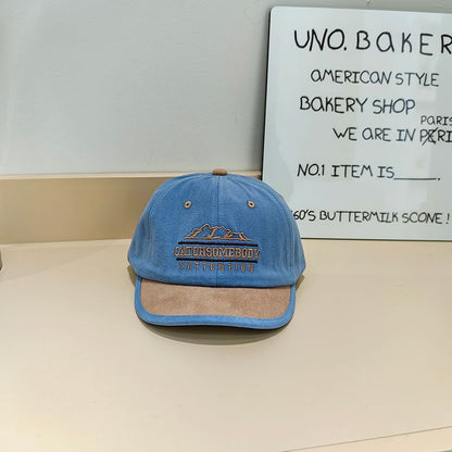 Embroidered Cap Color Panel Brim Short Lettering