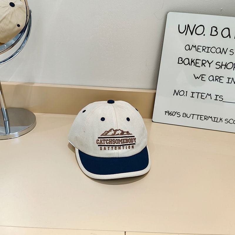 Embroidered Cap Color Panel Brim Short Lettering