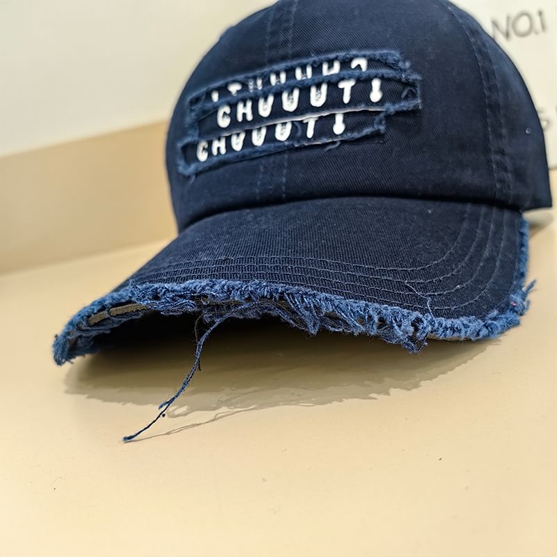 Cap Distressed Baseball Lettering Embroidered