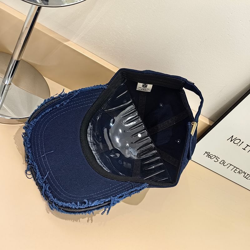 Cap Distressed Baseball Lettering Embroidered