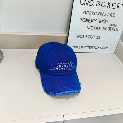 Cap Distressed Baseball Lettering Embroidered