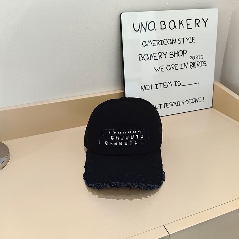 Cap Distressed Baseball Lettering Embroidered