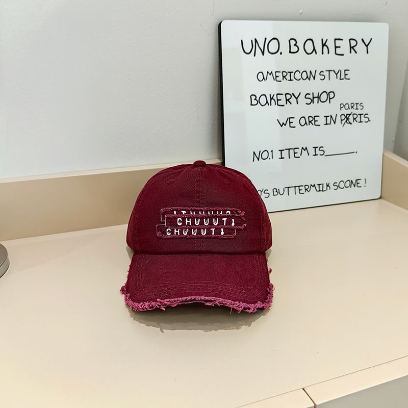 Cap Distressed Baseball Lettering Embroidered