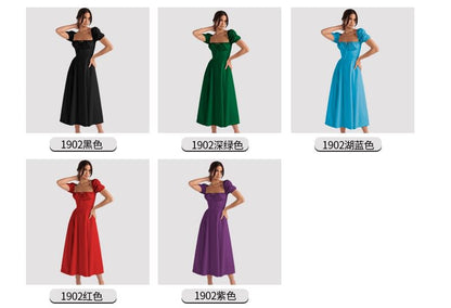 Thin Strap Side-Slit Midi Sundress in Solid Color