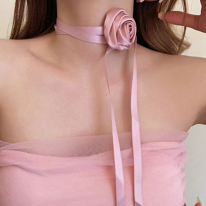 Plain Flower Satin Choker